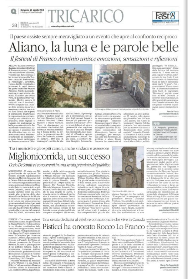 I Vincitori della MIGLIONICORRIDA OTTAVA  EDIZIONE 2014 tratto dal Quotidiano della BASILICATA - clikka per ZOOM 